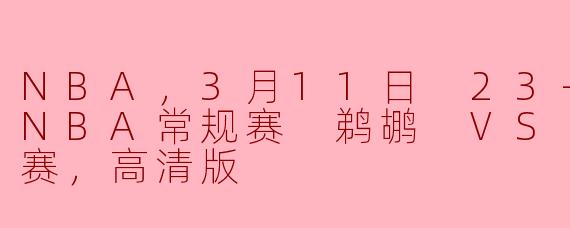 NBA，3月11日 23-24赛季NBA常规赛 鹈鹕 VS 老鹰，正赛，高清版